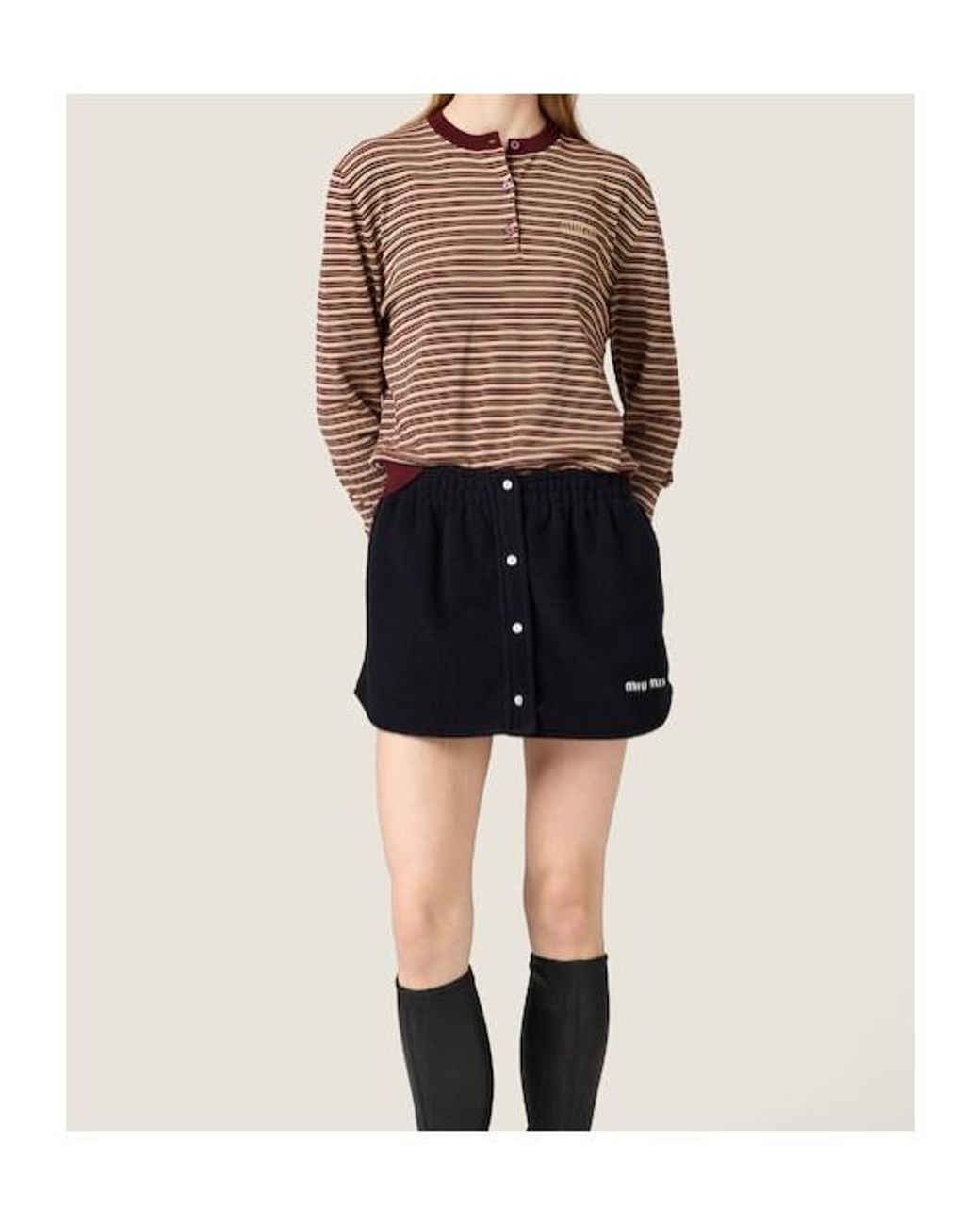 Miu Miu Brown Striped Wool Sweater