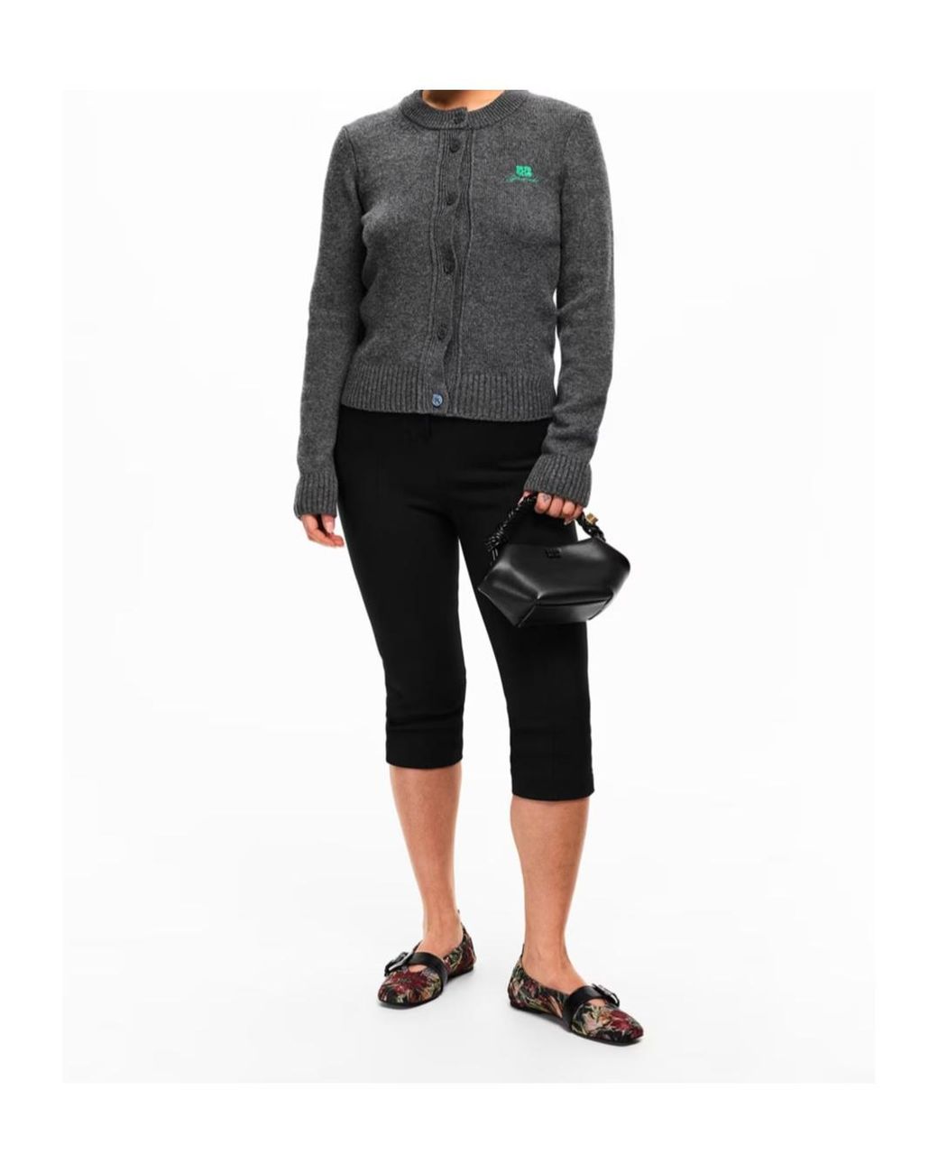 Ganni Gray Wool Merino Cardigan