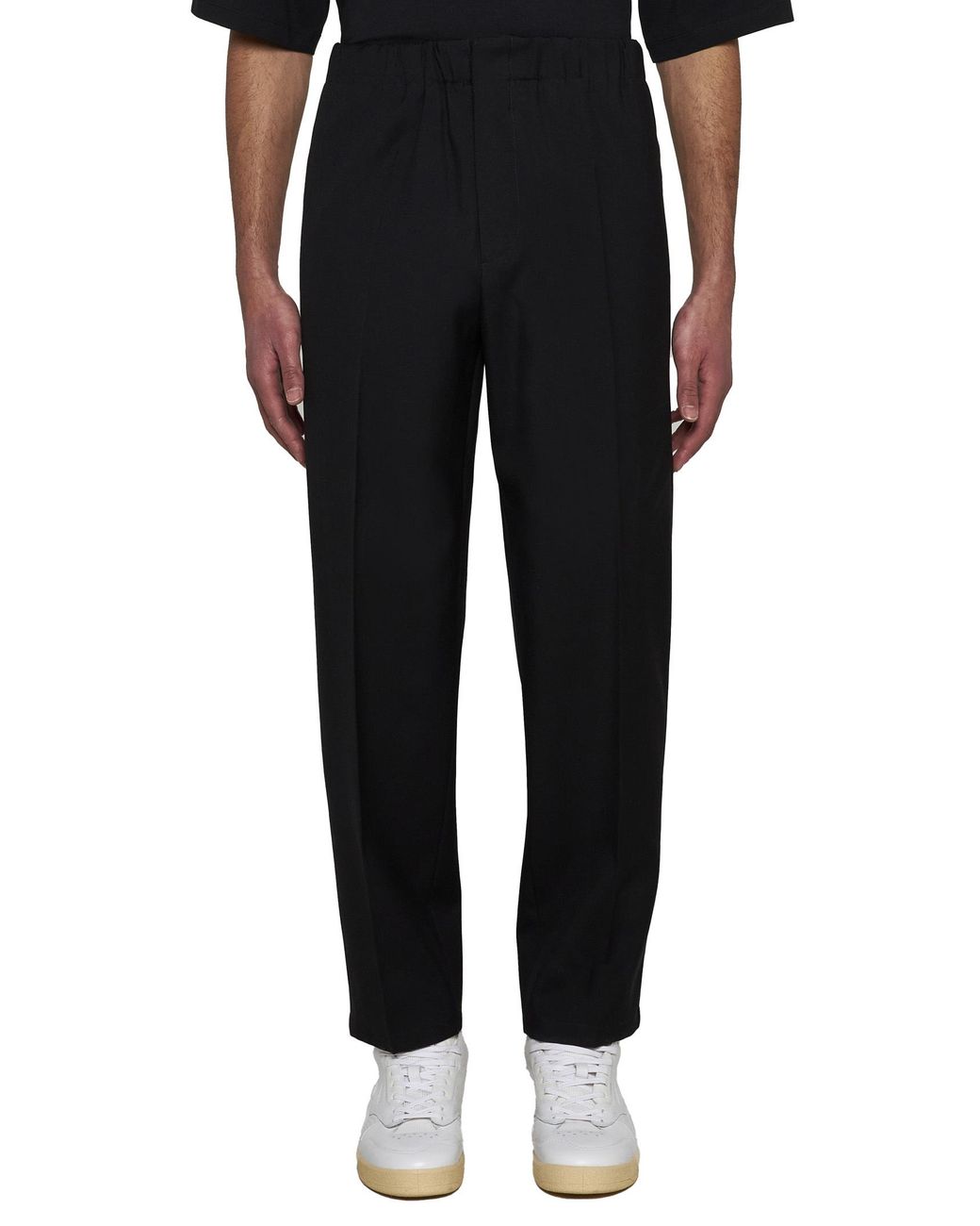 Jil Sander Black Elastic Waist Tapered Trousers for men