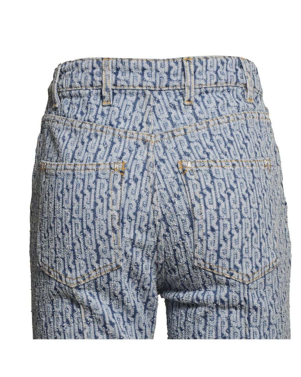 Rabanne Blue Logo Jacquard Flared Jeans