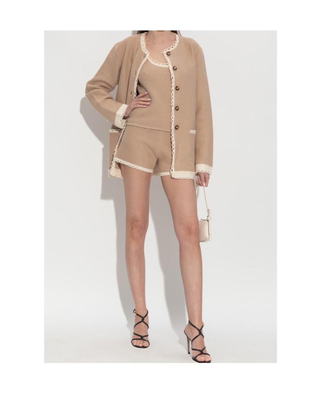 Posse Natural Willow Crochet-Trim Shorts