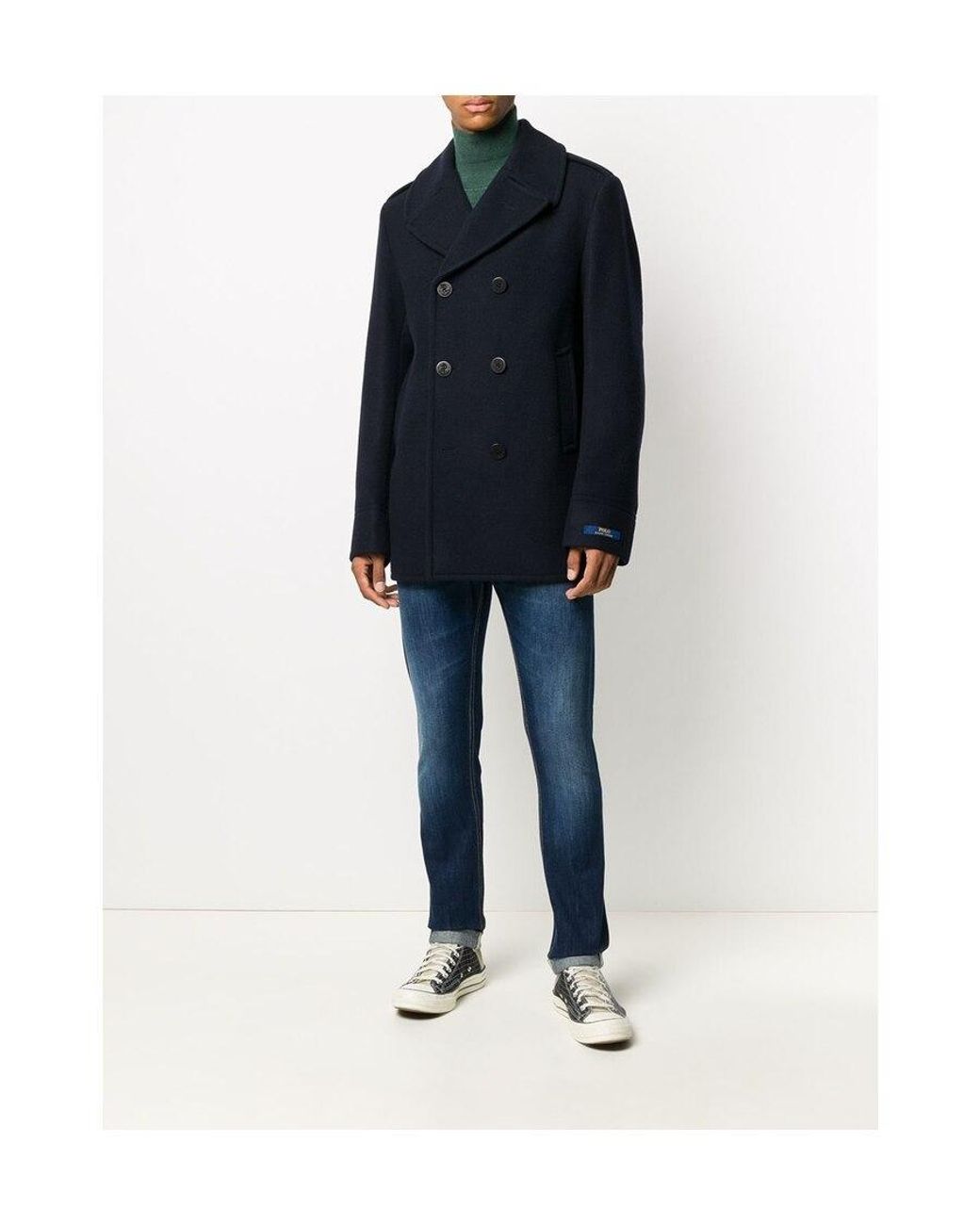 Polo Ralph Lauren Blue Double Breasted Coat for men