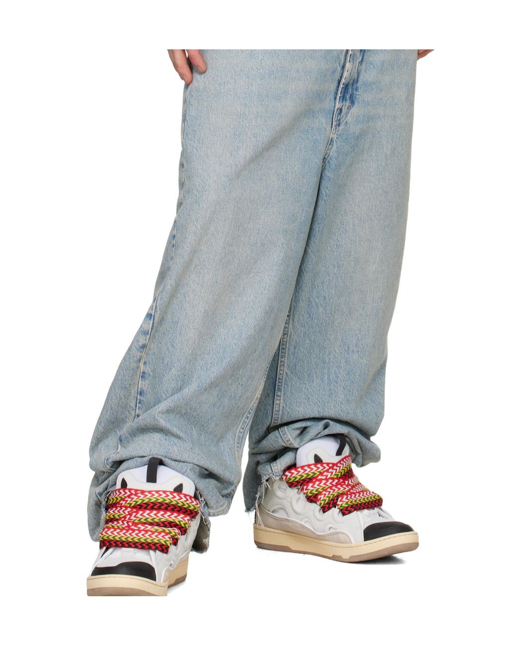Lanvin Natural Zigzag-Laces Round Toe Sneakers for men