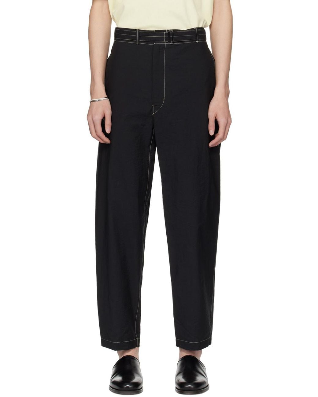 Lemaire Black Belted Cargo Pants for men