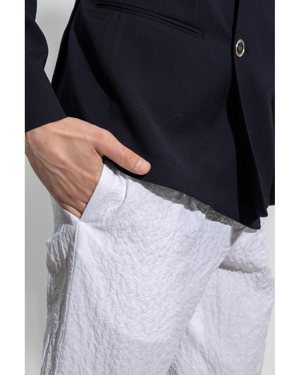 Emporio Armani White Straight-Leg Trousers for men