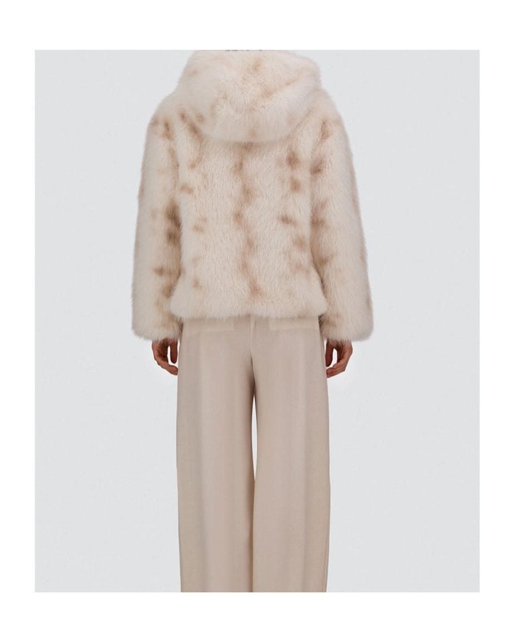 Herno Natural Hooded Faux Fur Zip Coat