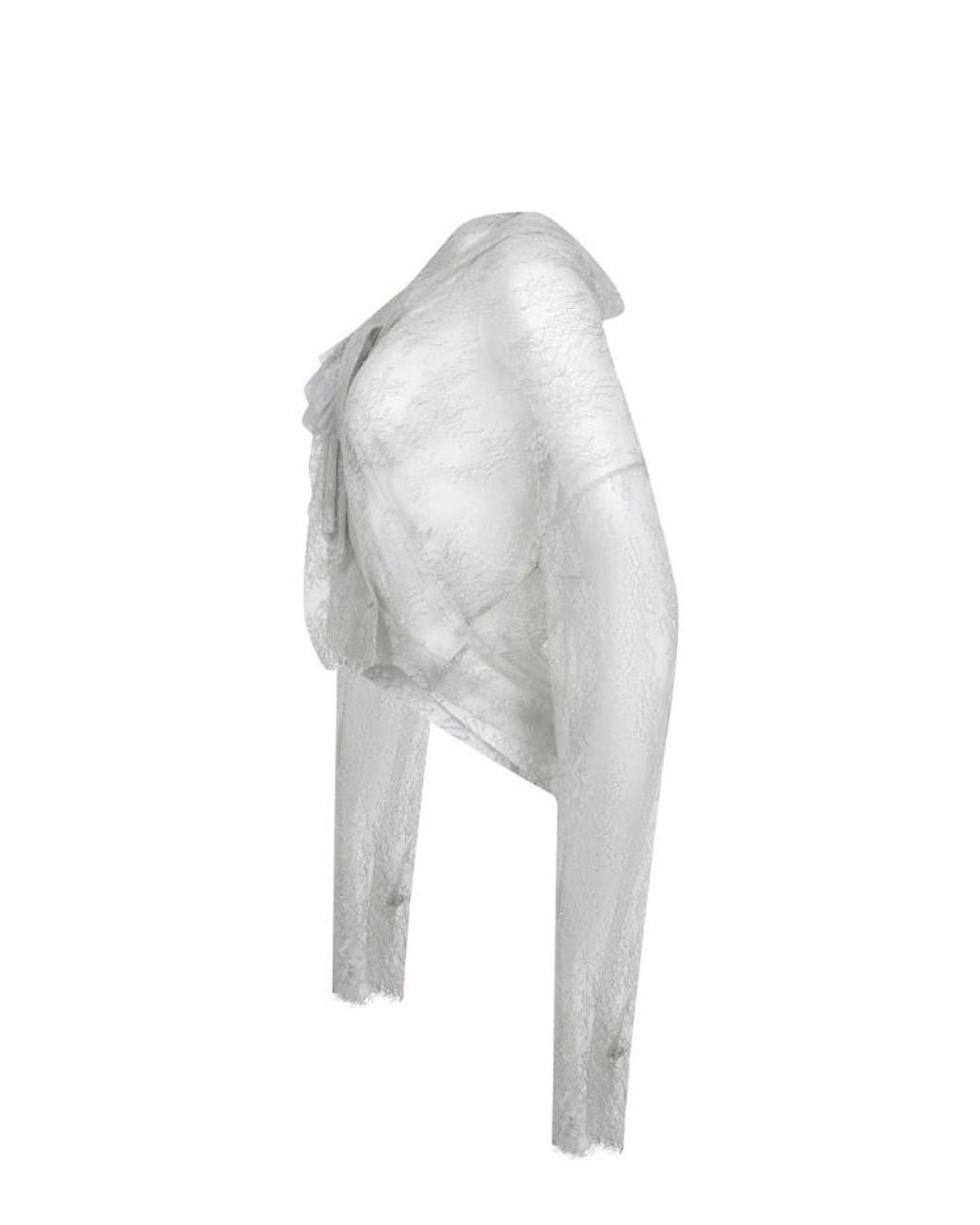 Alberta Ferretti White Ruffled Laced Shirt