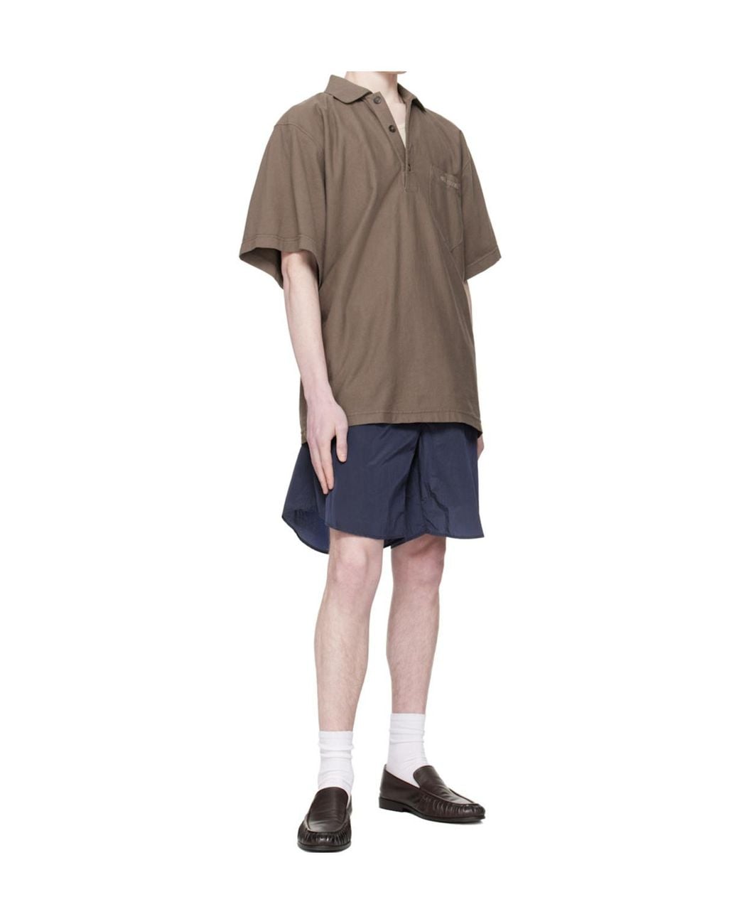 Hed Mayner Blue Curved Elastic Waist Shorts for men