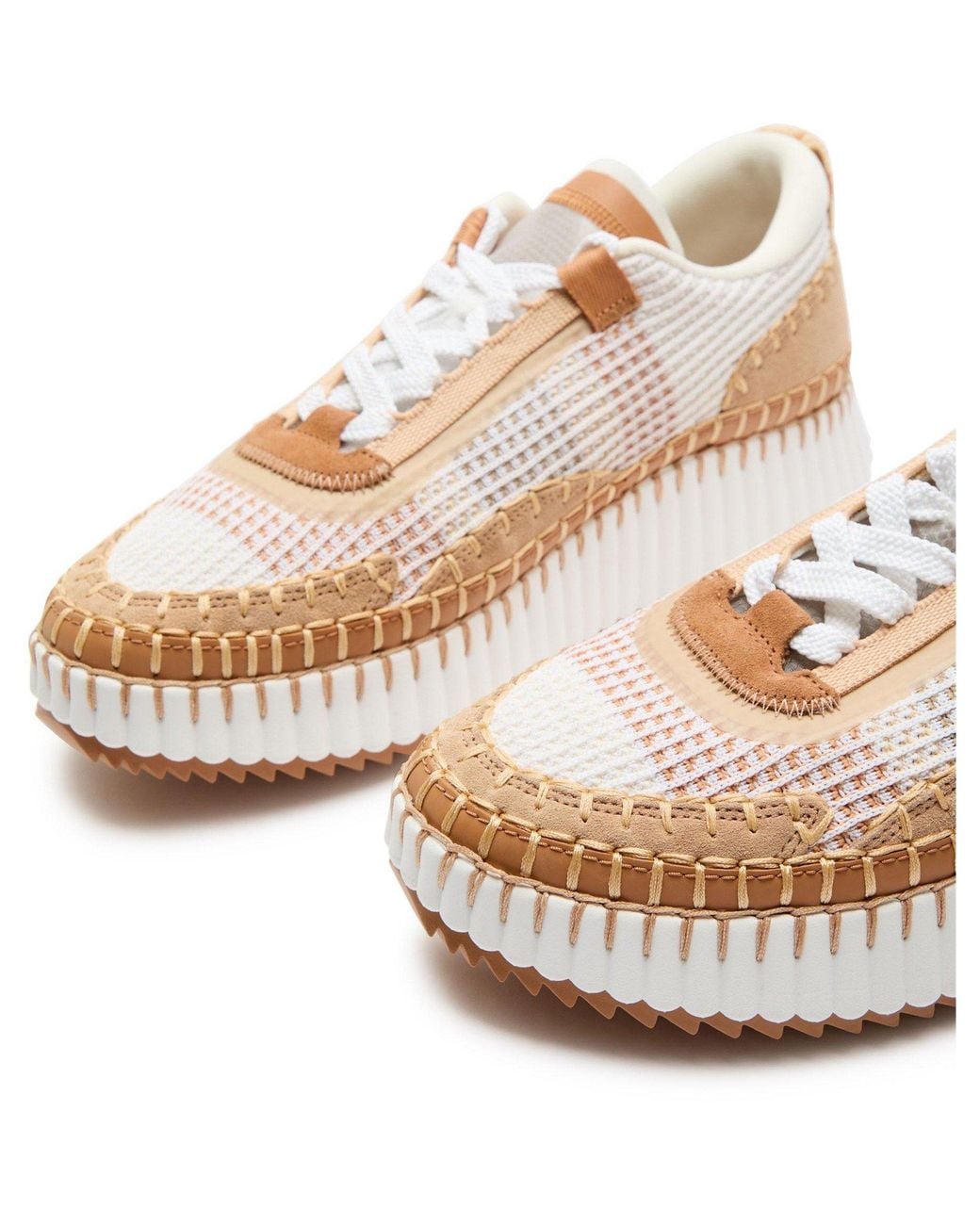 Chloé Pink Mesh-Panelled Fused-Sole Thick-Bottom Shoes