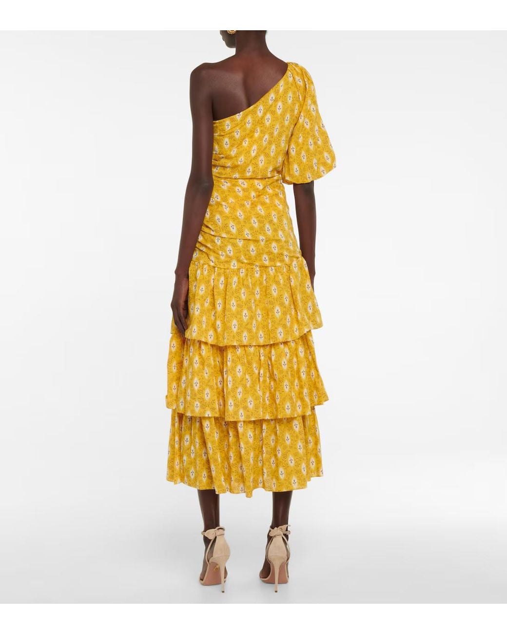 Veronica Beard Metallic Printed One-Shoulder Dress