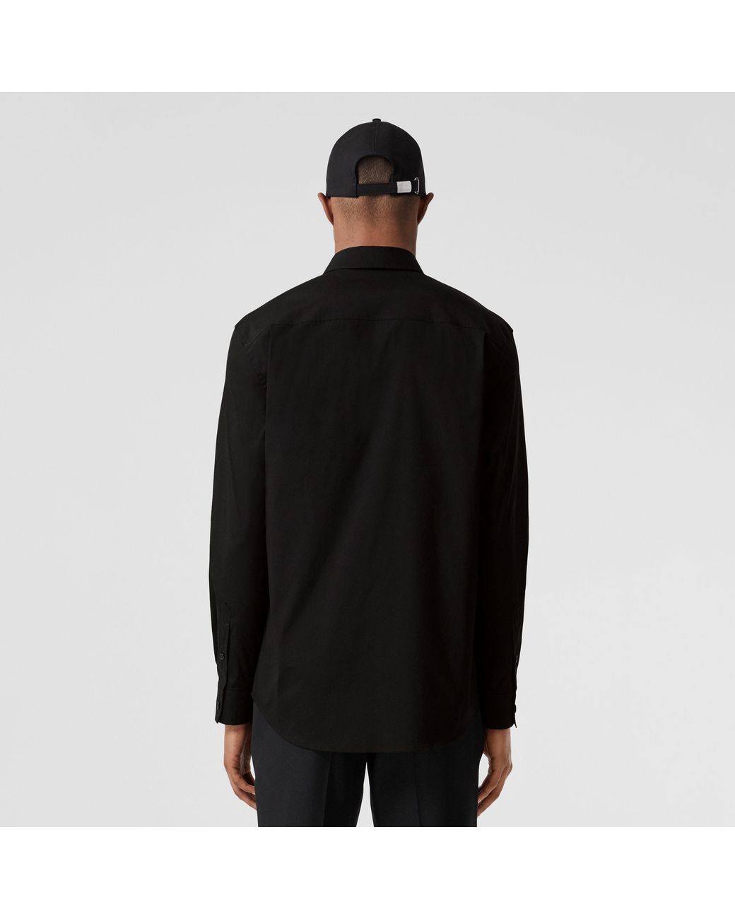 Burberry Black Logo Embroidered Long-Sleeved Shirt for men