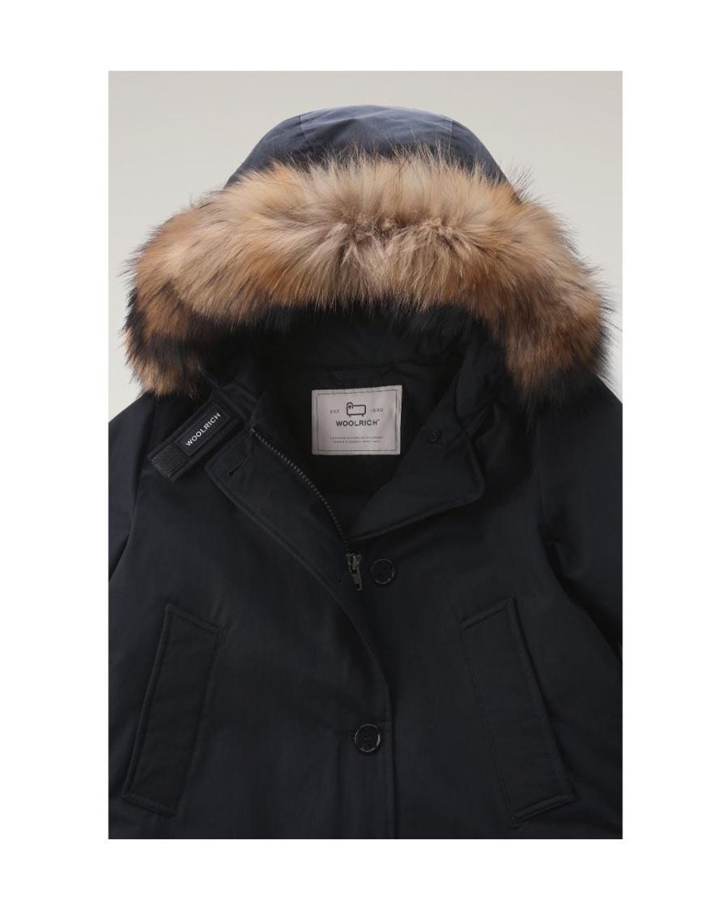 Woolrich Black Arctic Hooded Buttoned Jacket