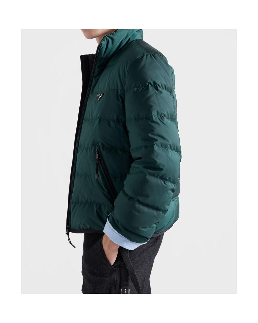 Prada Green Medium-Weight Re-Nylon Down Jacket for men