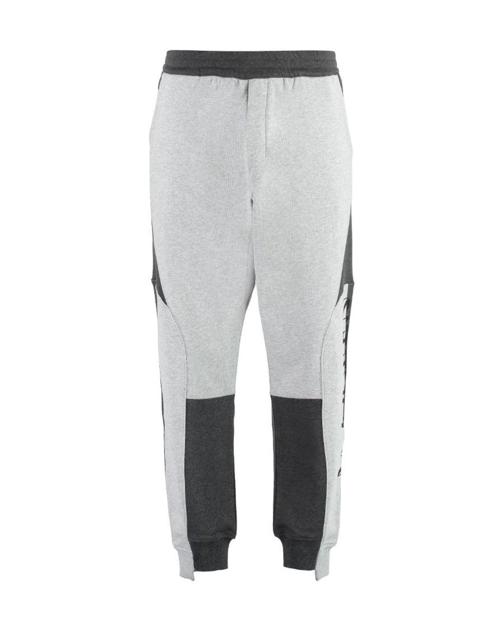 McQueen Gray Logo Printed Colourblock Track Pants for men