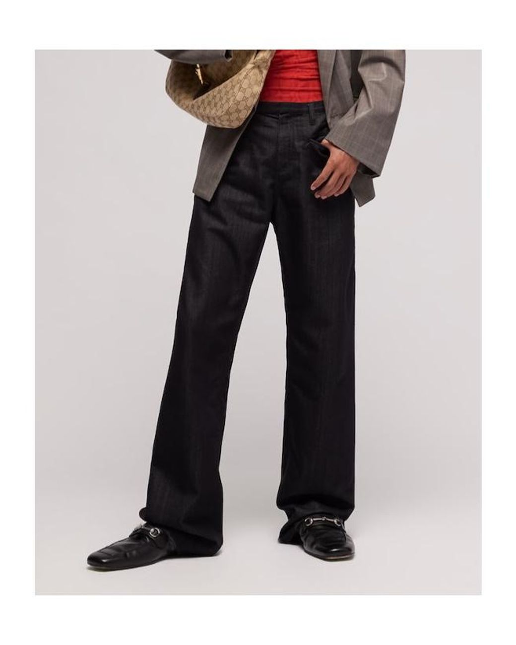Gucci Black Loose Fit Cotton Blend Denim Pants for men