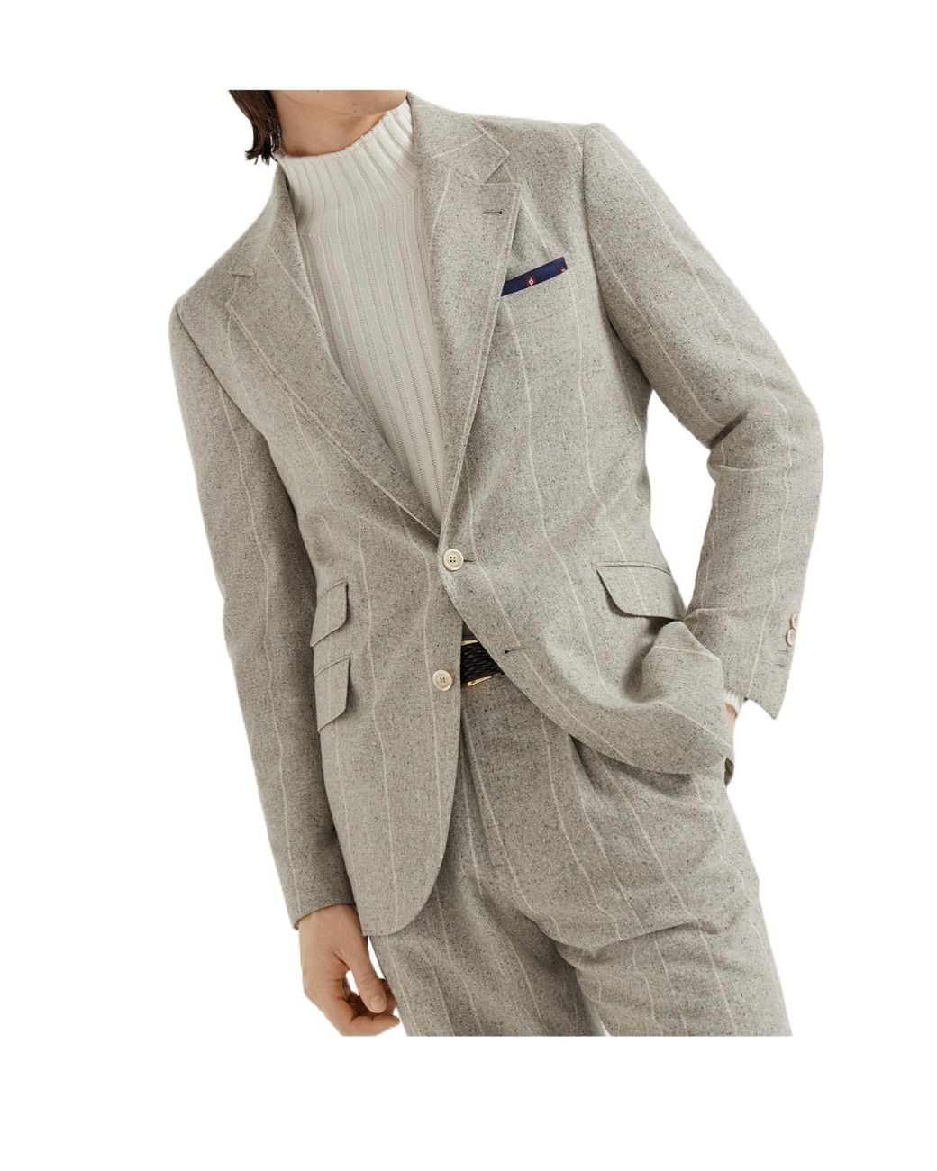 Brunello Cucinelli Gray Deconstructed Cavallo Blazer for men