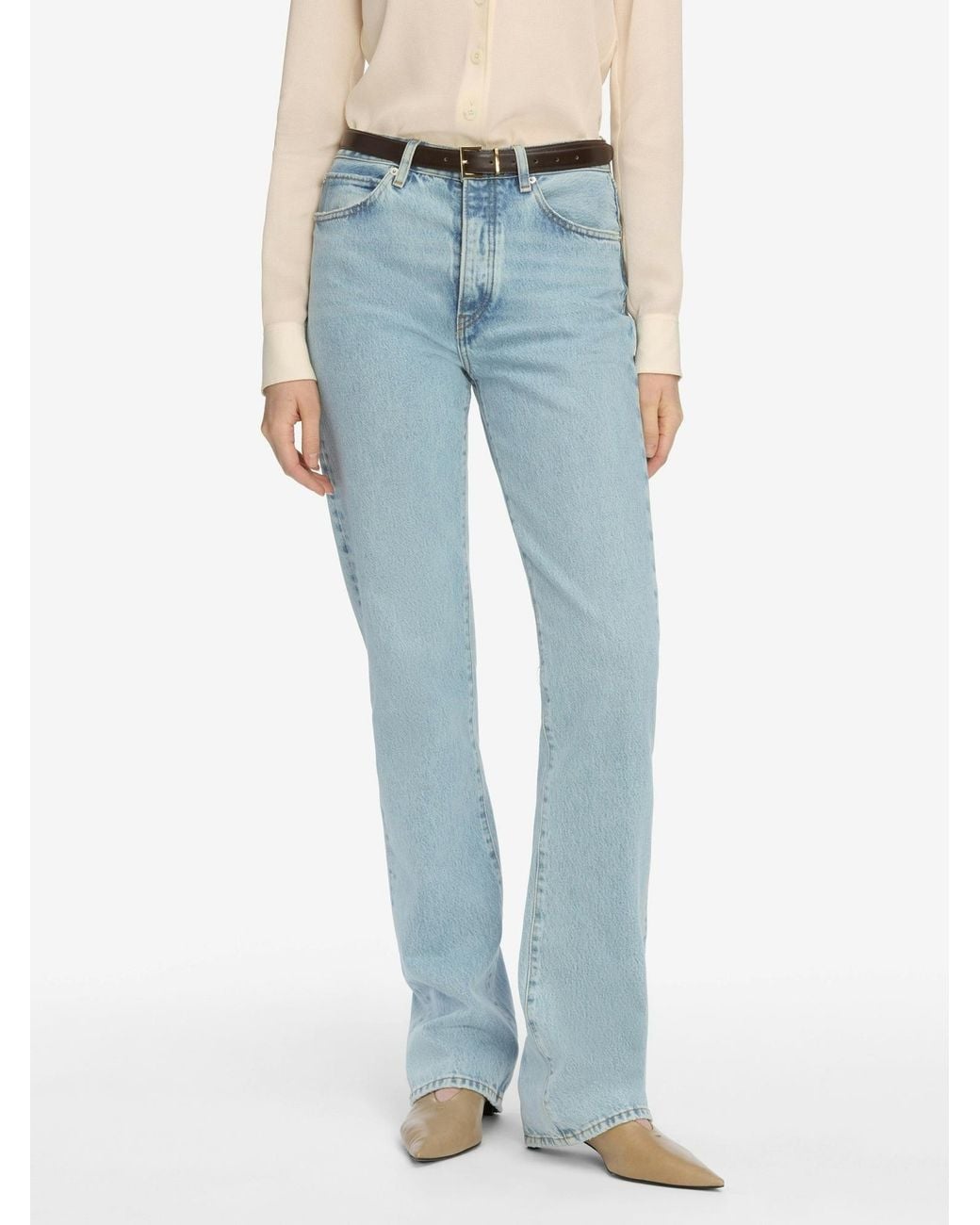 FRAME Blue High Waist Straight Jeans