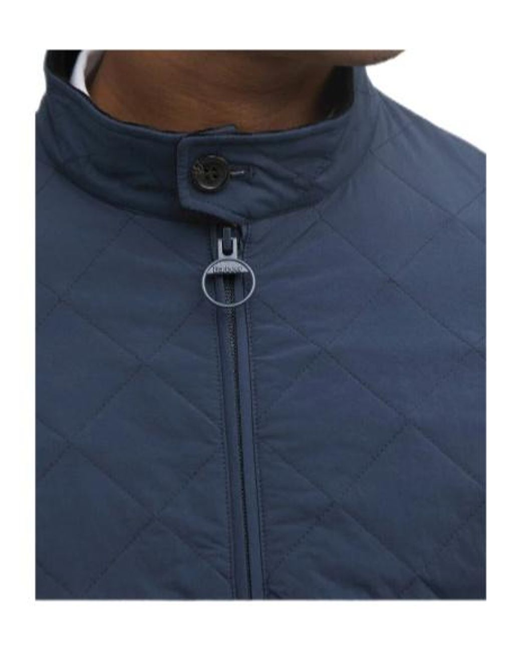 Barbour Blue High-Neck Quilted Jacket for men