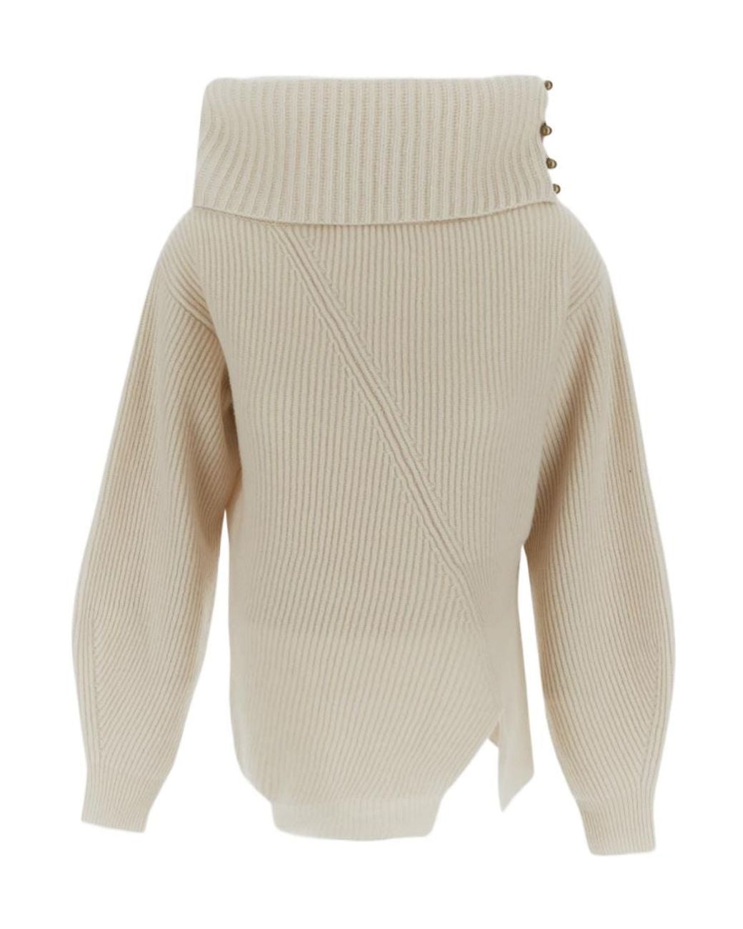 Stella McCartney White Asymmetric Button-Embellished Jumper