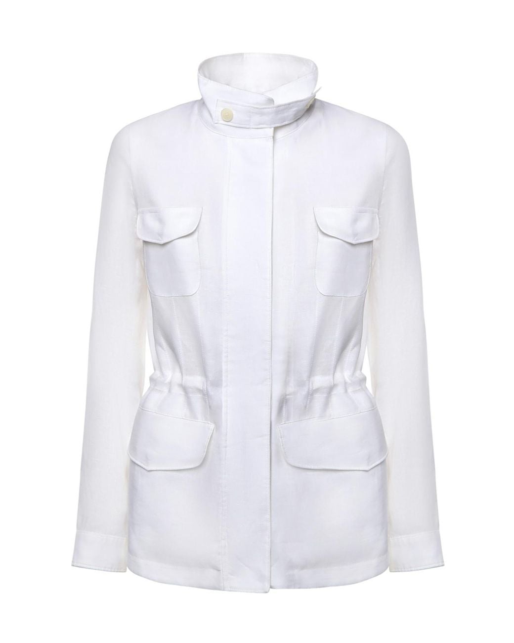 Loro Piana White Collared Drawstring Jacket