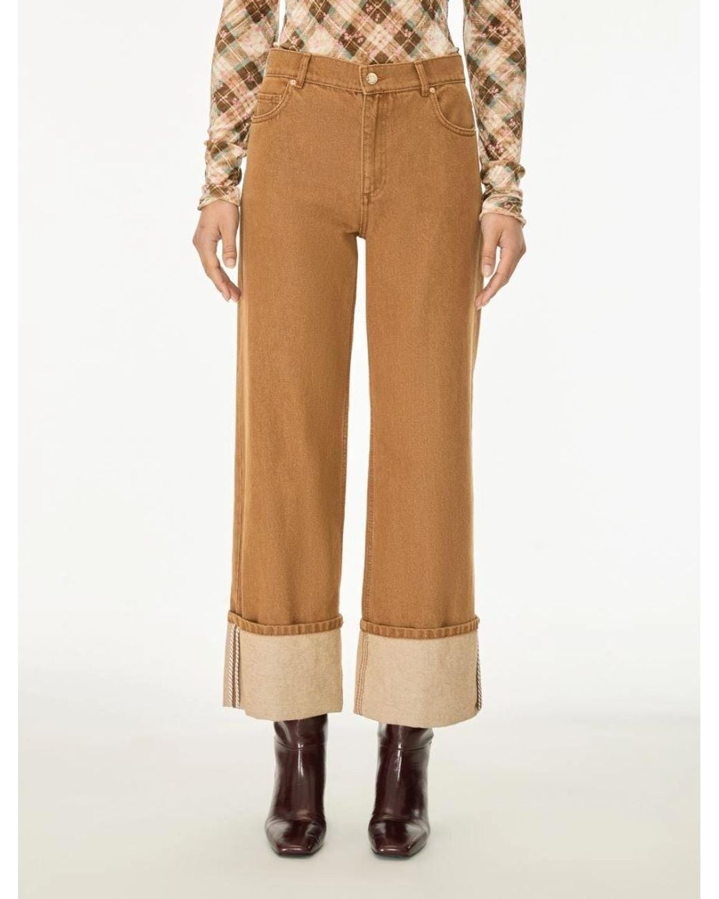 iBlues Brown Cuffed Jeans