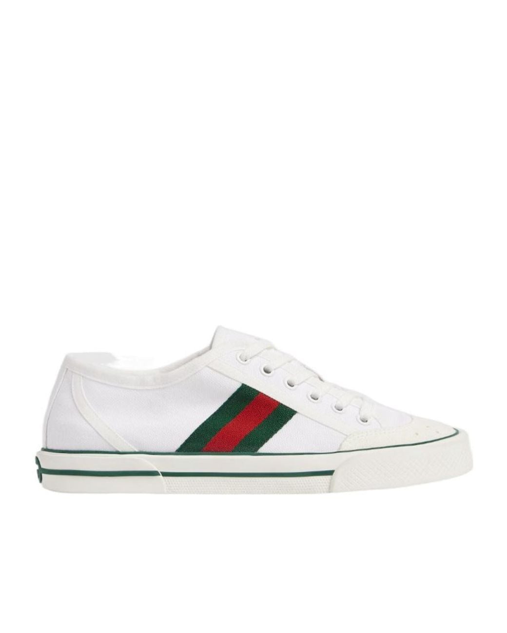 Gucci White Web Stripe Low-Top Sneakers
