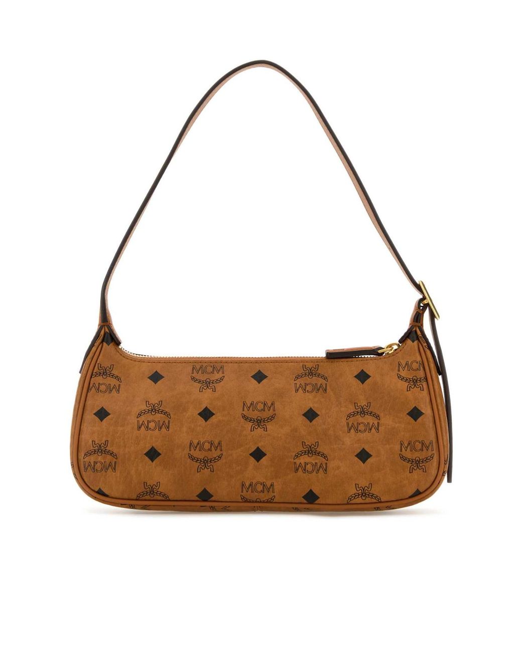 MCM Brown Aren Logo Printed Shoulder Bag