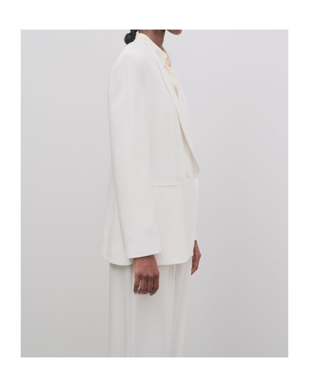 The Row White Alda Double-Breasted Suit Jacket