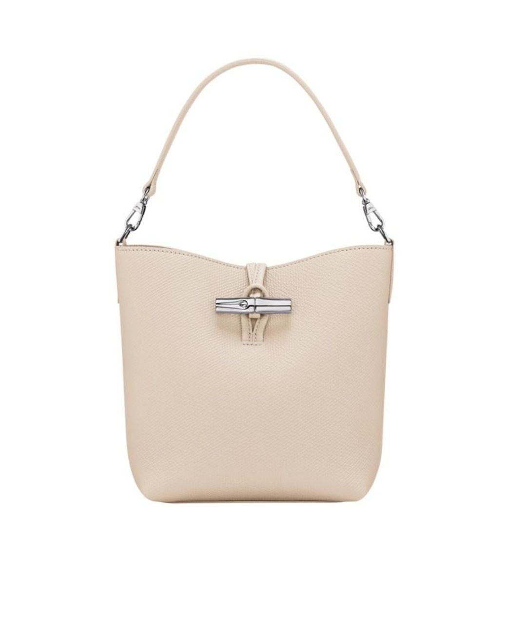 Longchamp White Le Roseau Xs Bucket Bag