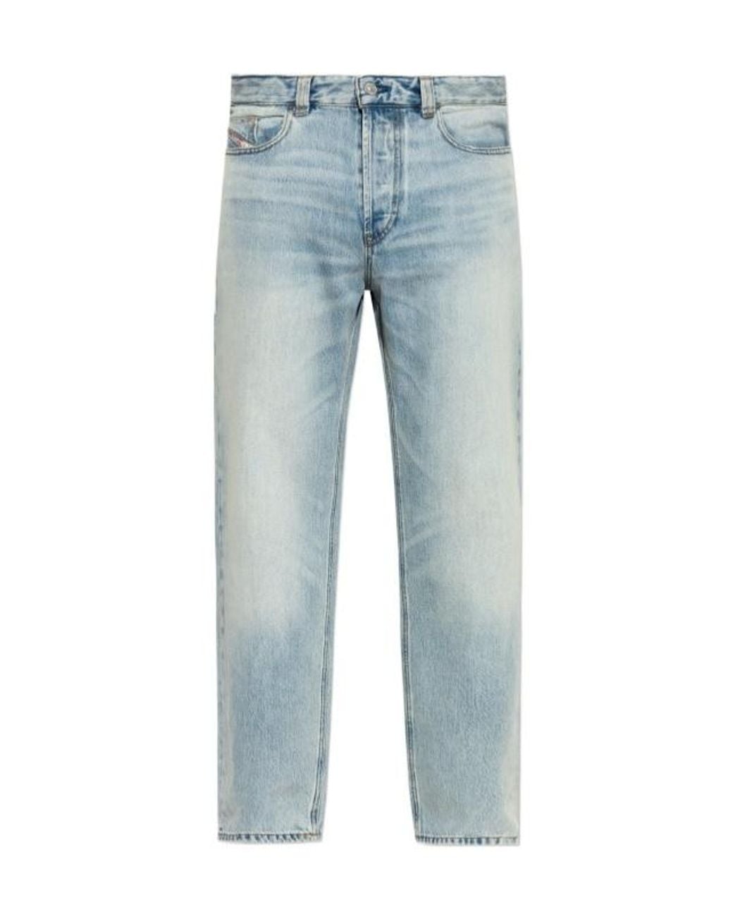 DIESEL Blue Logo Patch Straight Leg Jeans for men
