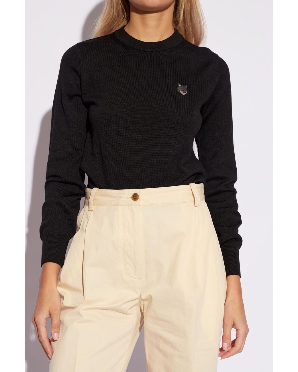 Maison Kitsuné Black Maison Kitsuné Fox Head Patch Knitted Jumper