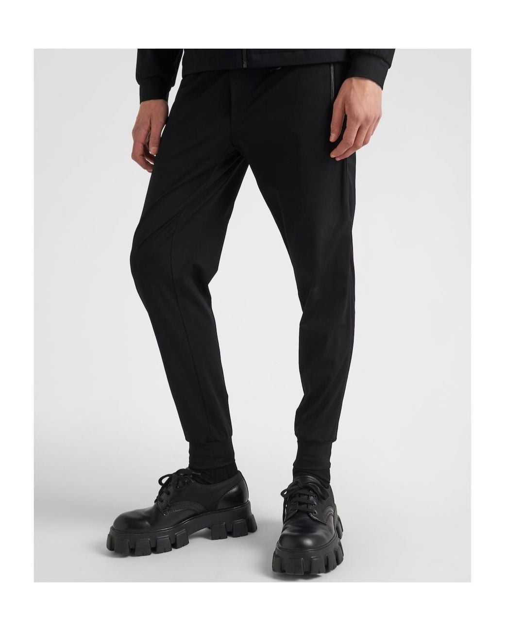 Prada Black Triangle-Logo Track Pants for men