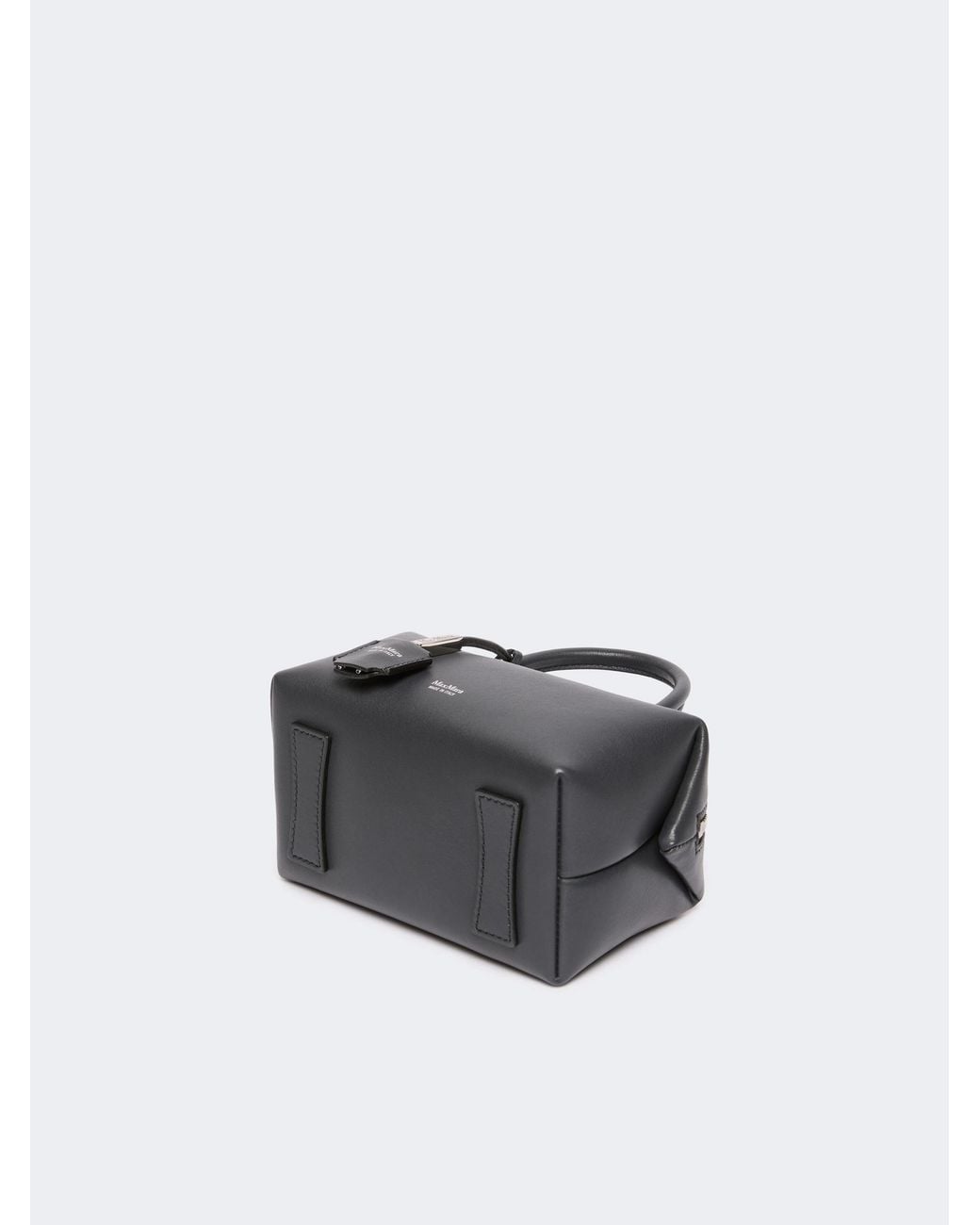 Max Mara Gray Holdalls Logo-Print Leather Mini Bag