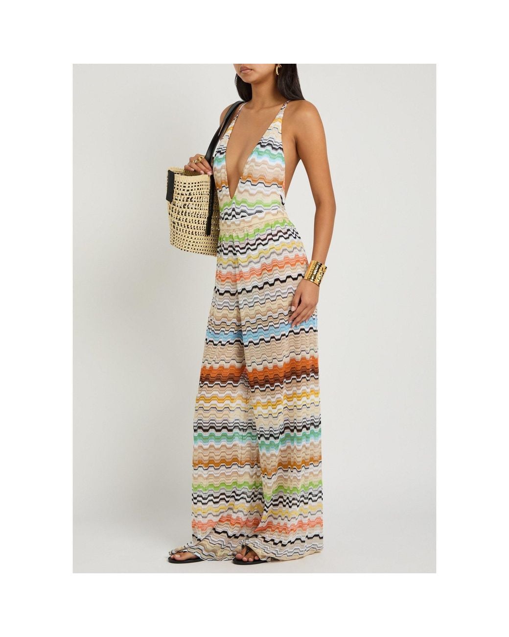 Missoni White V-Neck One-Piece Swimsuit