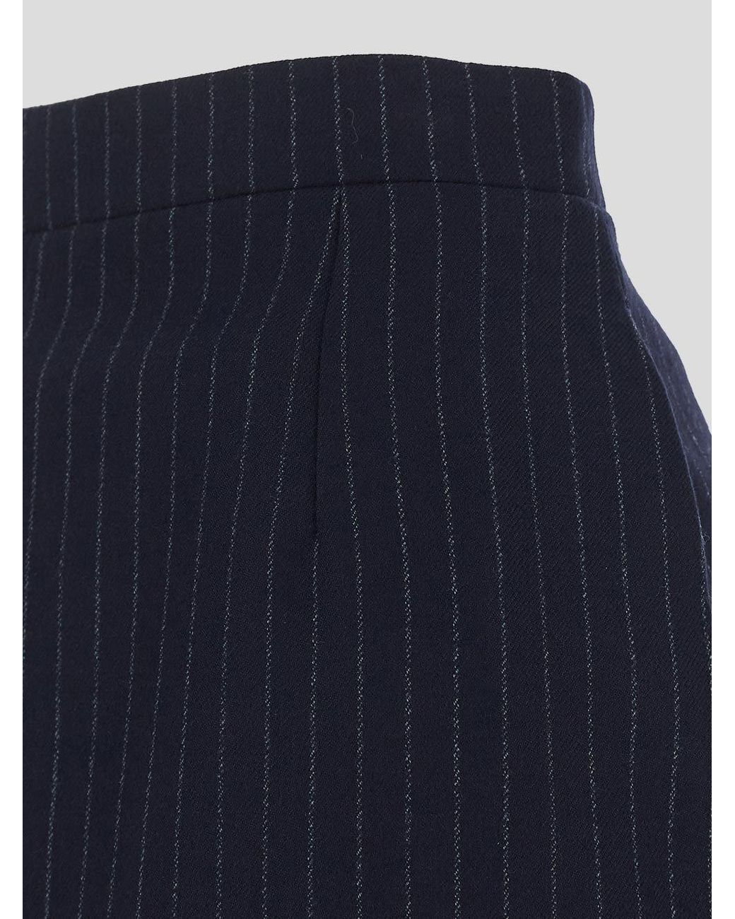 Saint Laurent Blue Striped Pencil Skirt
