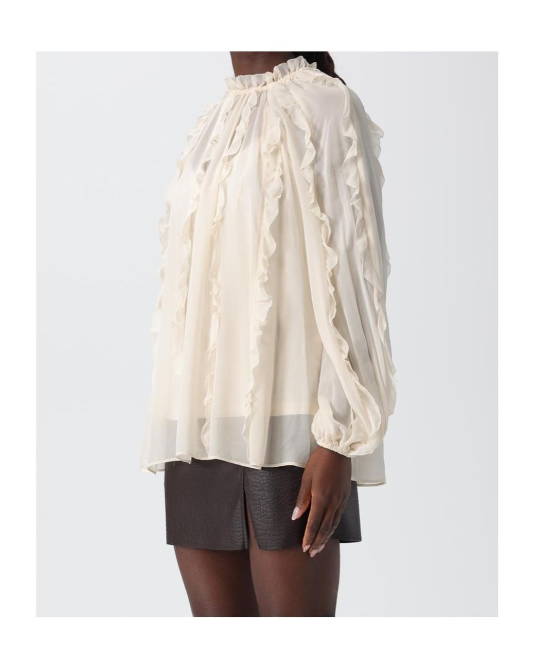 Zimmermann Natural Frill Billow Long-Sleeved Top