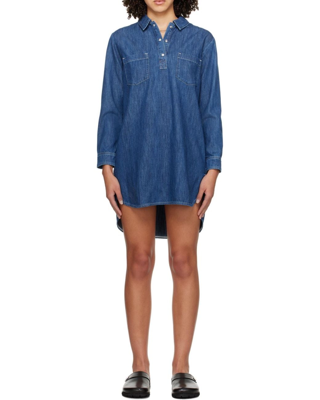 A.P.C. Blue Texas Chest Patch Denim Mini Dress