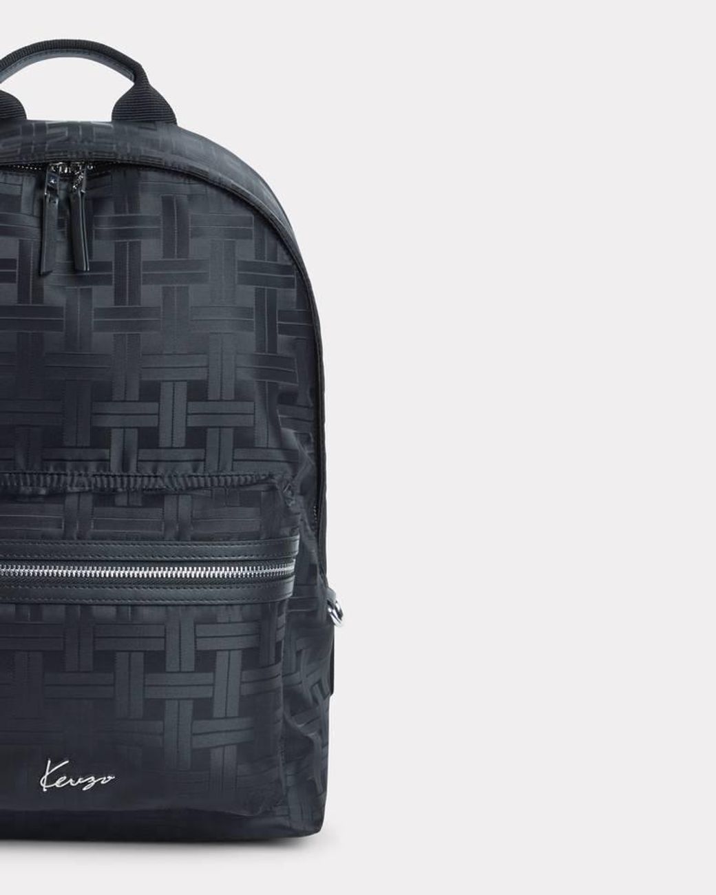 KENZO Blue Woven-Pattern Zipped Backpack for men