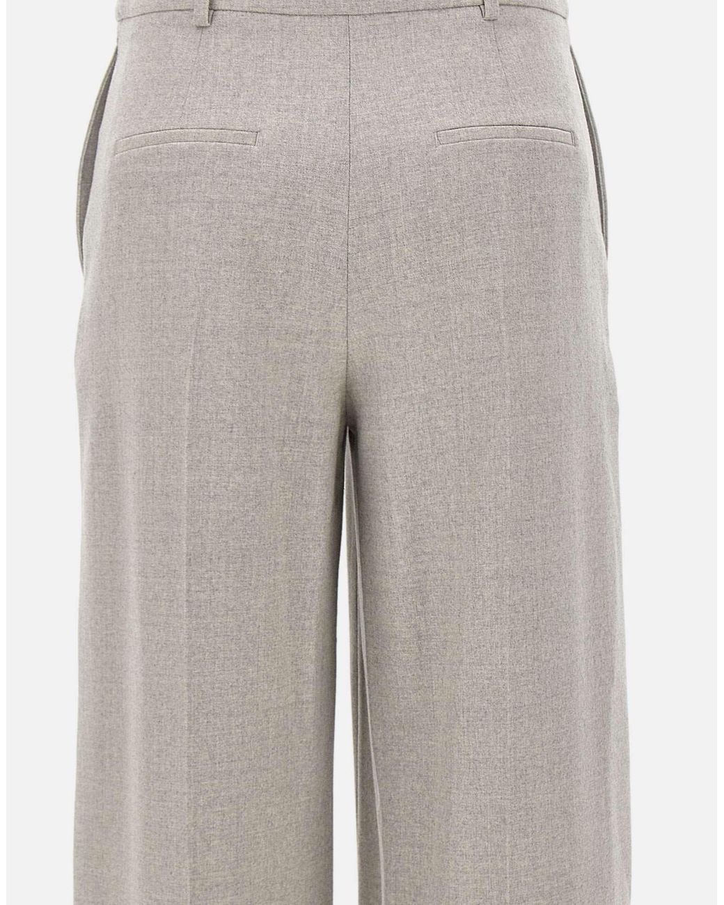 Eleventy Gray Wide-Leg Wool Pants
