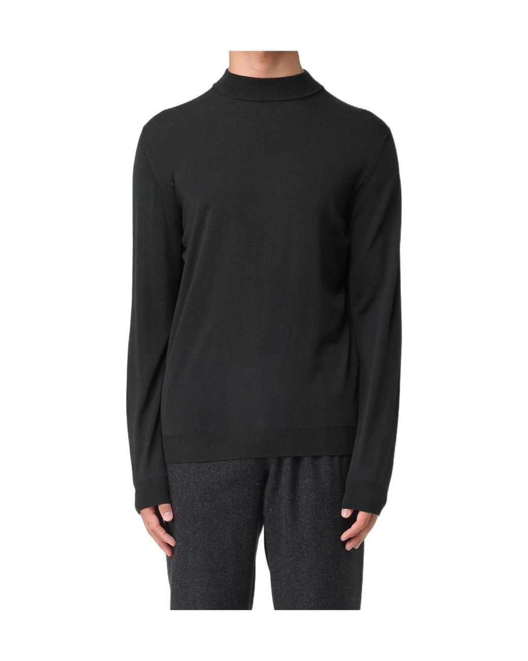 Zanone Black Long-Sleeves Crew-Neck Sweater for men