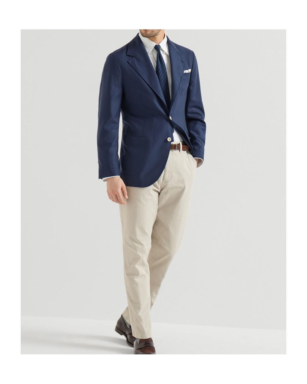 Brunello Cucinelli Blue Cashmere Batavia Deconstructed Blazer With Patch Pockets for men
