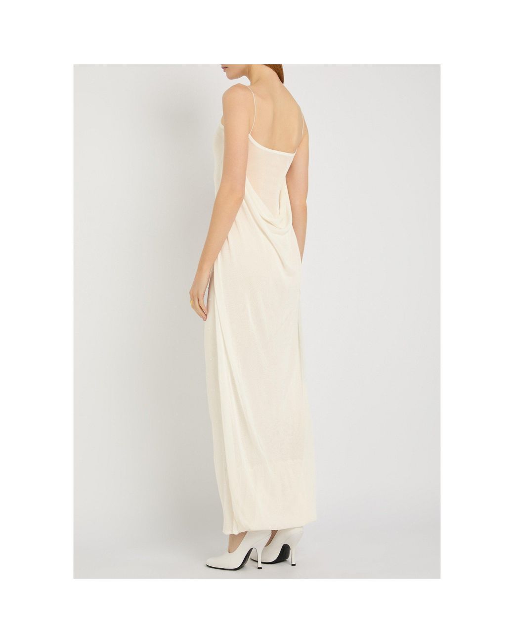 Jacquemus White Square-Neck Mesh Dress