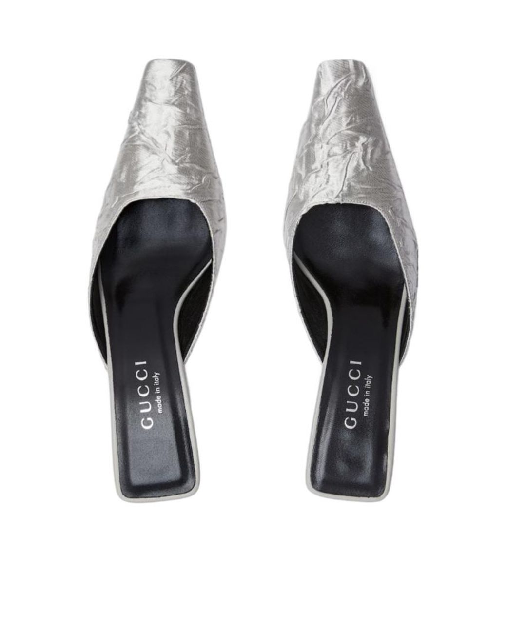 Gucci White Metallic Mules