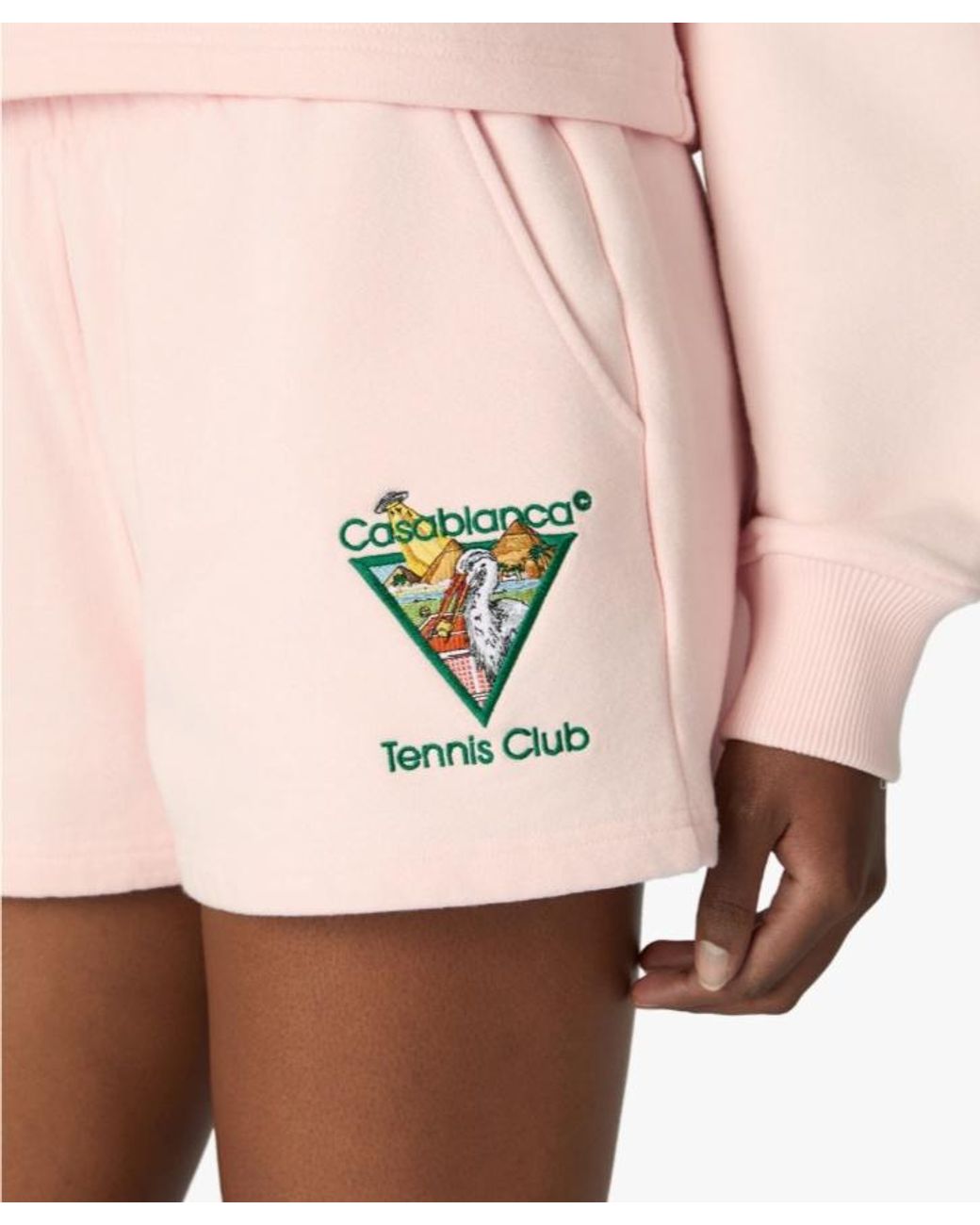 Casablanca Pink Tennis Club Embroidered-Logo Shorts