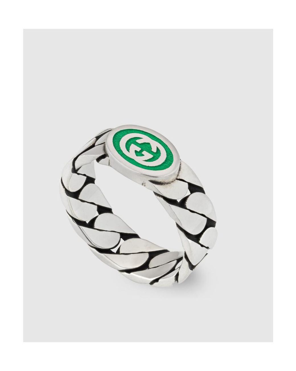 Gucci Green Interlocking G Enamel Ring