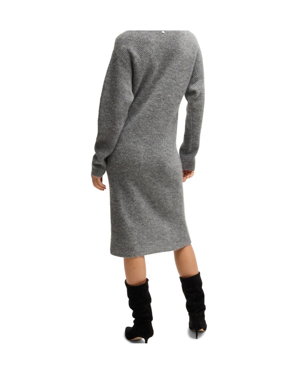 Boss Gray Knit Midi Dress