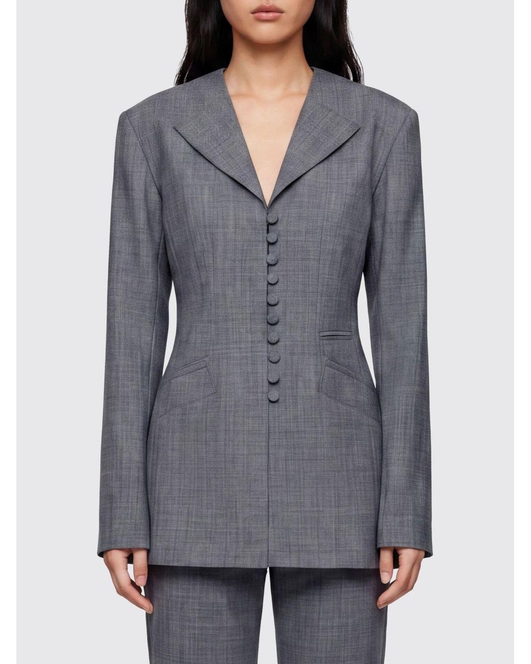 Ganni Gray Single Vent Fitted Blazer