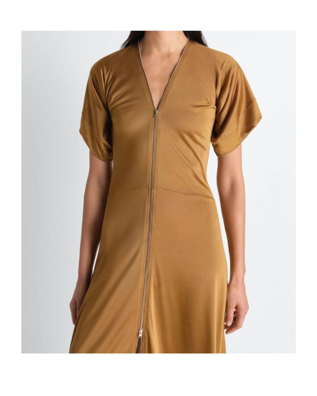 Lemaire Metallic V-Neck Zipped Dress