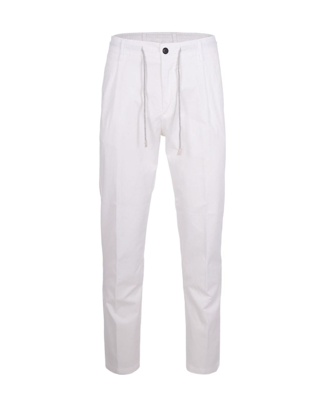 Eleventy White Drawstring Tapered Trousers for men