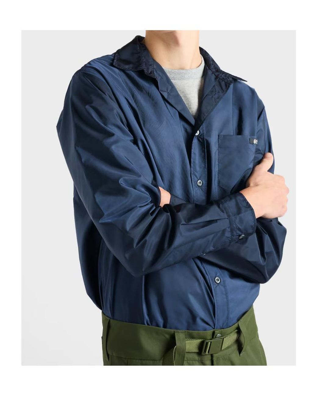 Prada Blue Long-Sleeved Button-Up Shirt for men